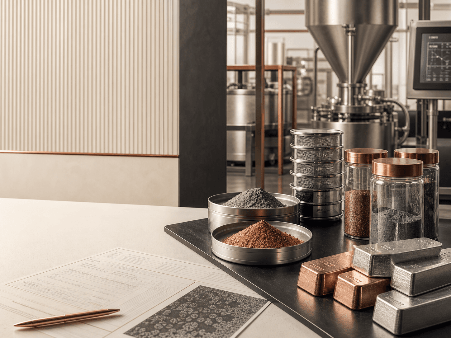 Metal powder production samples and industrial raw materials